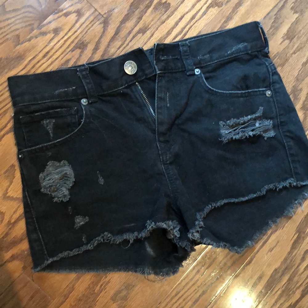 Express ripped jean shorts black